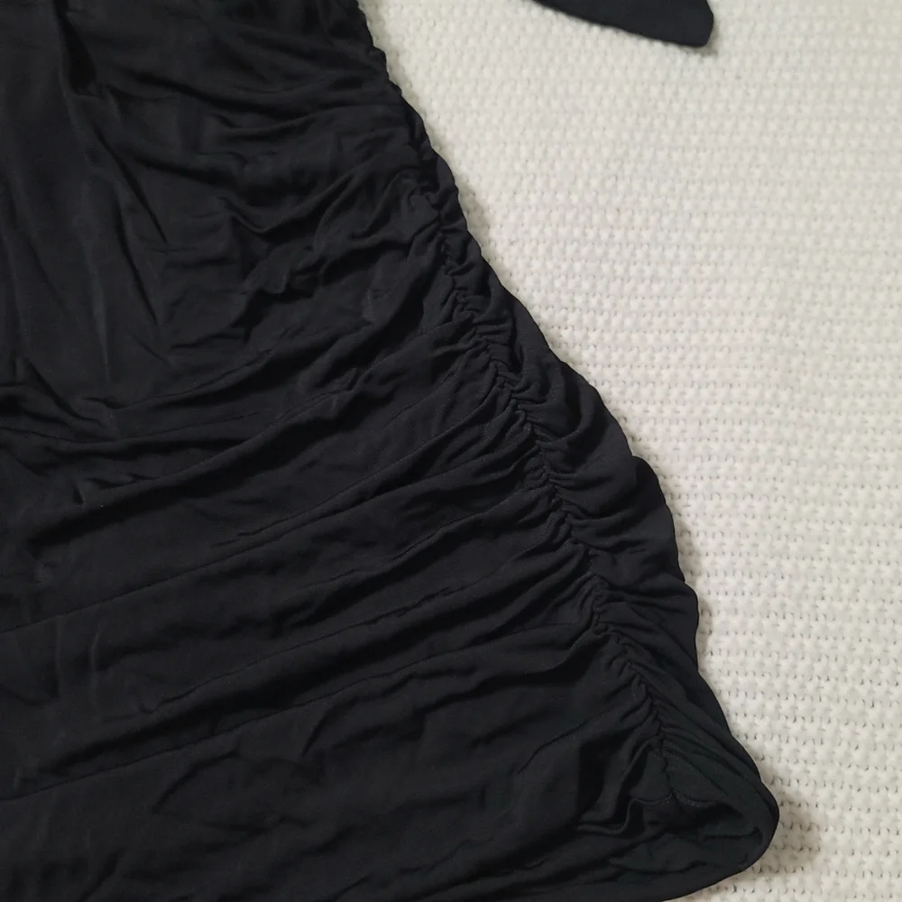 ~NWT~ Rag & Bone dress‎ Holly Drape Ruched Minidress Black Size X-Large - Picture 15 of 16